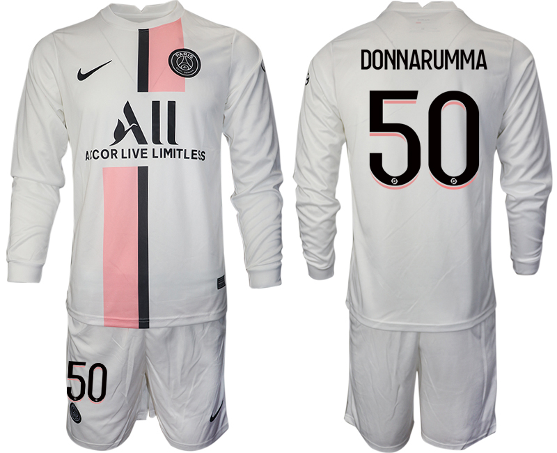 Men 2021-2022 Club Paris St German away white Long Sleeve #50 Soccer Jersey->paris st german jersey->Soccer Club Jersey